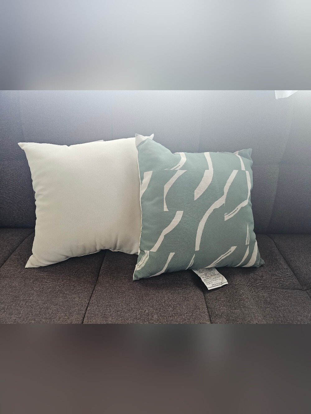 Set Of 2 Room Essentials Sage Green & White Abstract Throw Pillows 18x18 Square